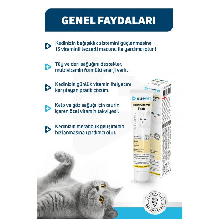 OneVet Multi Vitamin Paste Bağışıklık Destekleyici Kedi Maltı 100 Gr
