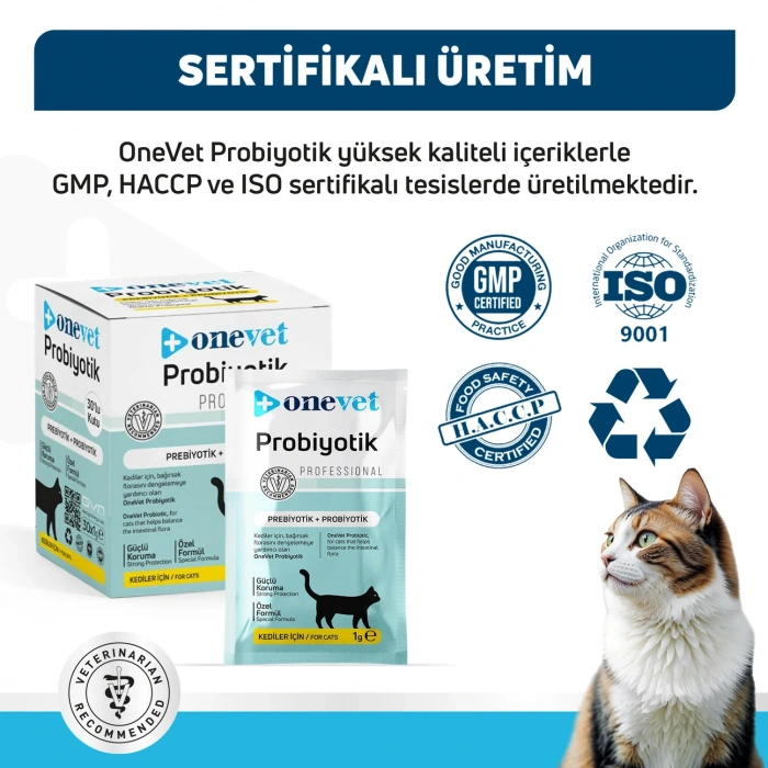 OneVet Sindirim ve Bağışıklık Güçlendirici Kediler için Probiyotik Saşe 1 Gr 30 Adet
