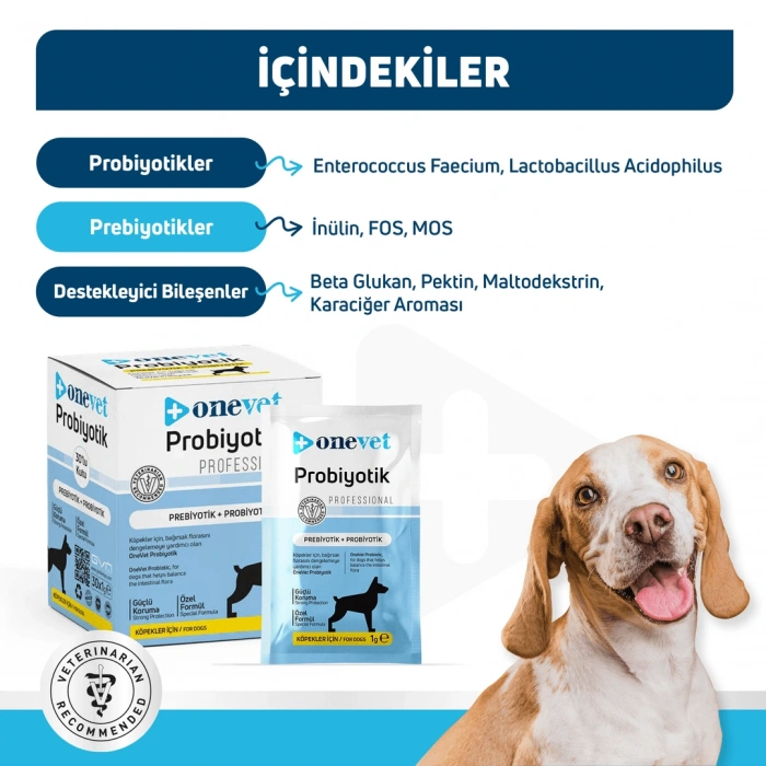 OneVet Sindirim ve Bağışıklık Güçlendirici Köpekler için Probiyotik Saşe 1 Gr 30 Adet