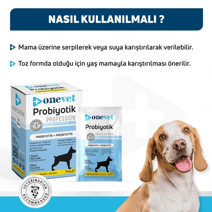OneVet Sindirim ve Bağışıklık Güçlendirici Köpekler için Probiyotik Saşe 1 Gr 7 Adet