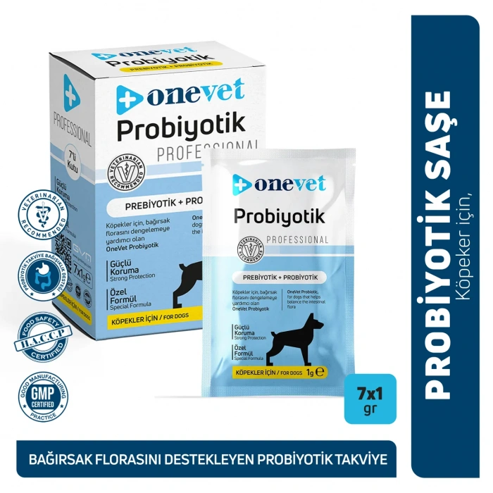 OneVet Sindirim ve Bağışıklık Güçlendirici Köpekler için Probiyotik Saşe 1 Gr 7 Adet