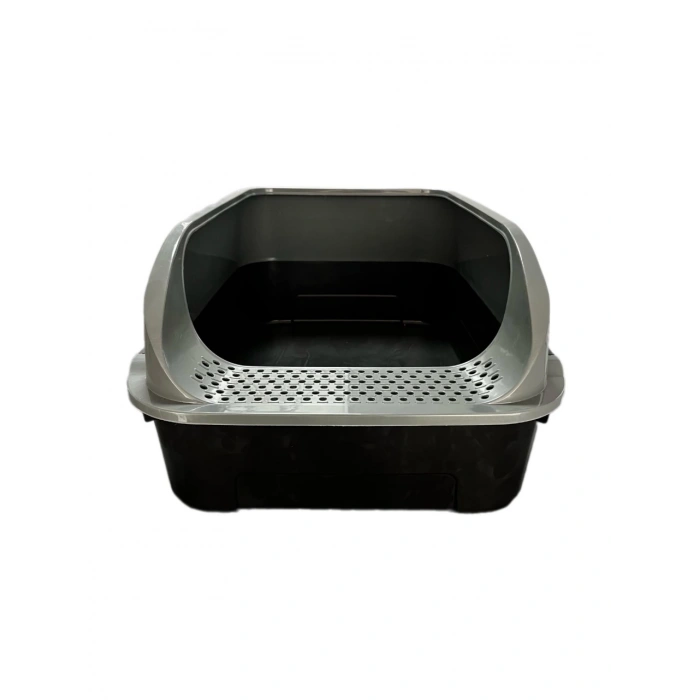Plastart Açık Büyük Kedi Tuvaleti Siyah-Gri