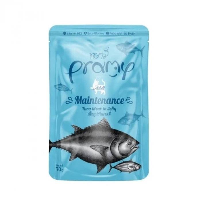 Pramy Maintenance Jöle İçinde Yağsız Ton Balıklı Pouch Yetişkin Konserve Kedi Maması 70 Gr