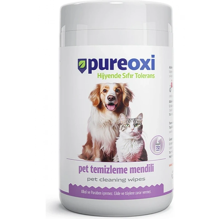 Pureoxi Kedi Köpek Hijyenik Temizleme Mendili 72li