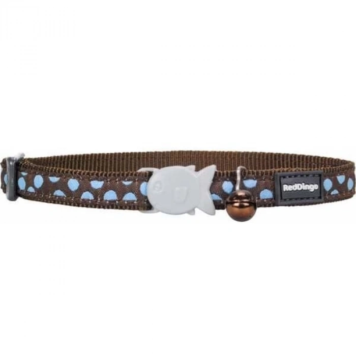 Red Dingo Balık Tokalı Kahverengi Mavi Benekli Kedi Boyun Tasması 12 Mm
