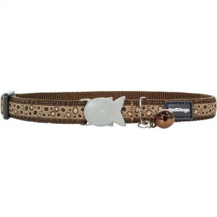 Red Dingo Bedrock Desenli Kedi Boyun Tasması Kahverengi 12 Mm