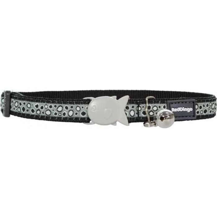 Red Dingo Bedrock Desenli Kedi Boyun Tasması Siyah 12 Mm