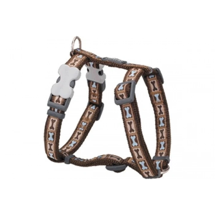Red Dingo Bone Yard Desenli Köpek Göğüs Tasması Kahverengi 12 Mm