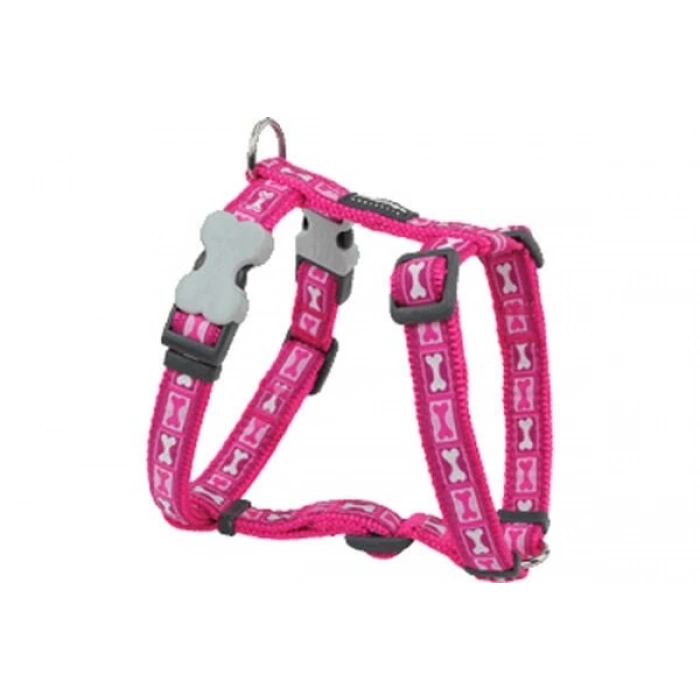 Red Dingo Bone Yard Desenli Köpek Göğüs Tasması Pembe 25 Mm