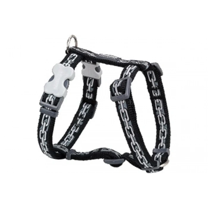 Red Dingo Chain Zincir Desenli Köpek Göğüs Tasması Siyah 12 Mm