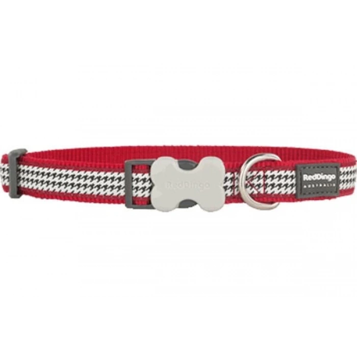 Red Dingo Fang It Desenli Kırmızı Köpek Boyun Tasması 15mm