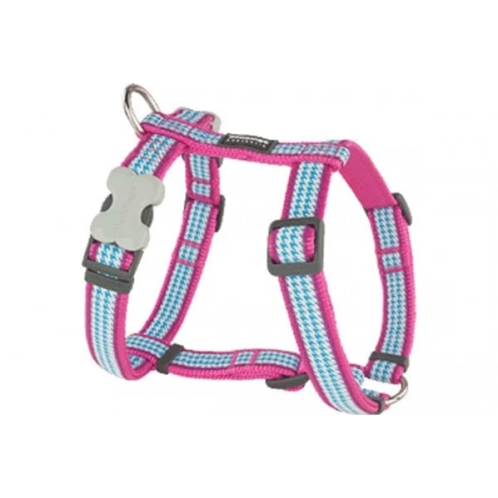 Red Dingo Fang It Desenli Köpek Göğüs Tasması Pembe Xlarge 25 Mm