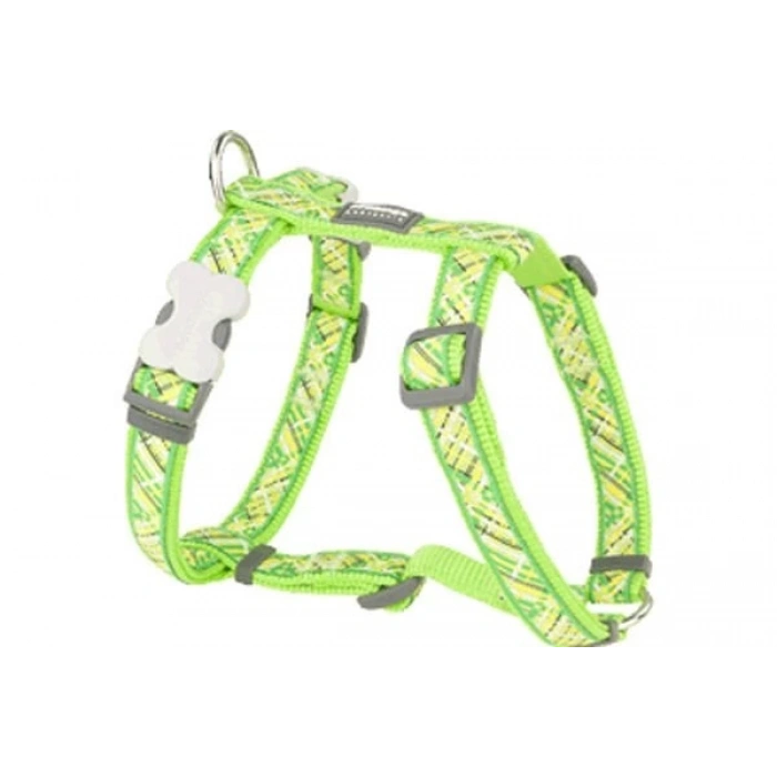 Red Dingo Flanno Desenli Köpek Göğüs Tasması Lime 25 Mm
