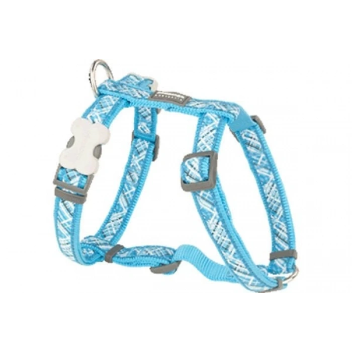 Red Dingo Flanno Desenli Köpek Göğüs Tasması Turkuaz 20 Mm