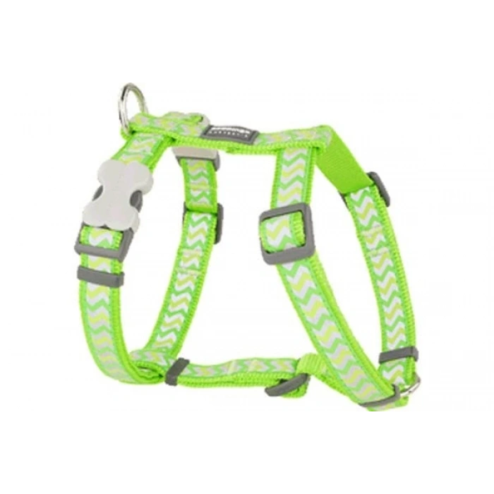 Red Dingo Reflektörlü Ziggy Desenli Köpek Göğüs Tasması Lime 25 Mm