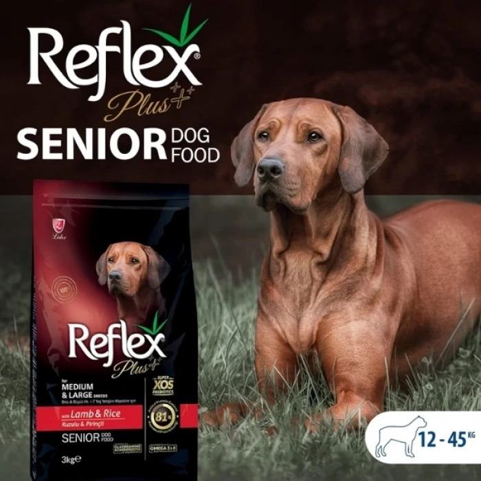 Reflex Plus Kuzulu Orta ve Büyük Irk Yaşlı Köpek Maması 15 Kg