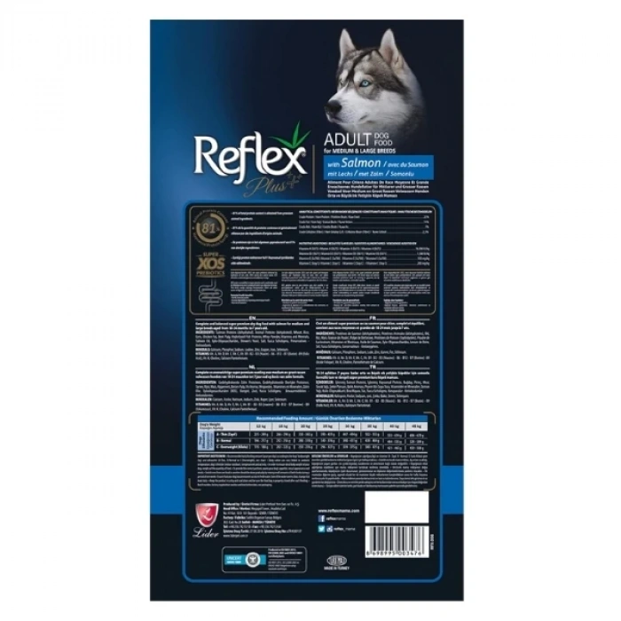Reflex Plus Somonlu Orta ve Büyük Irk Yetişkin Köpek Maması 3 Kg