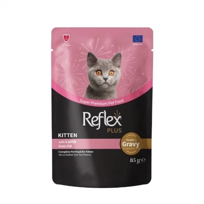 Reflex Plus Sos İçinde Kuzu Etli Pouch Yavru Konserve Kedi Maması 85 Gr