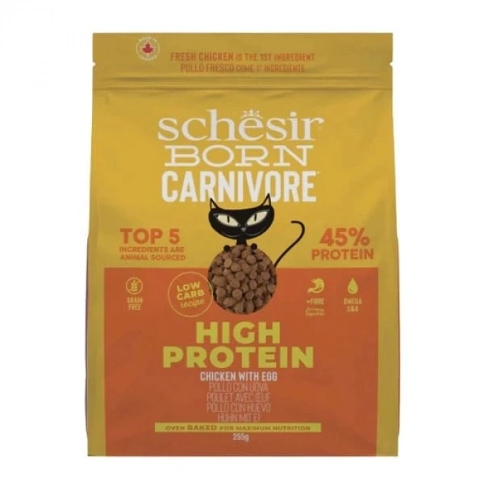 Schesir Born Carnivore Tavuk ve Yumurtalı Yetişkin Kedi Maması 255 Gr