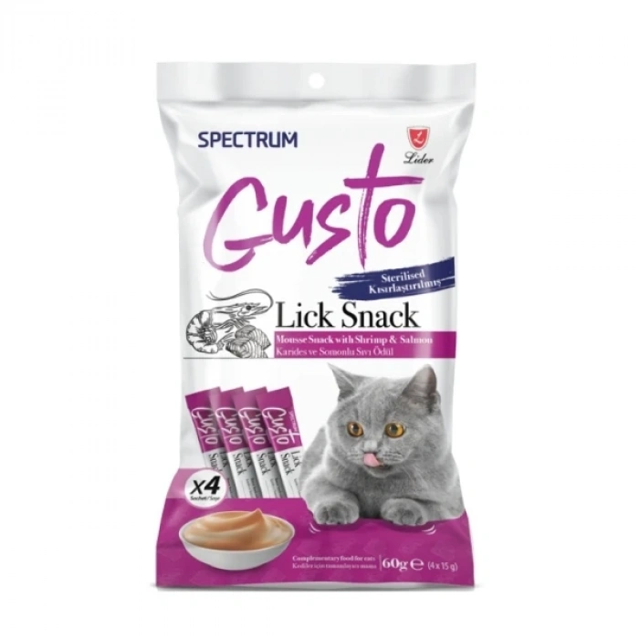Spectrum Gusto Karidesli ve Somonlu Kısırlaştırılmış Sıvı Kedi Ödül Maması 60 Gr