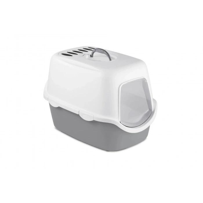 Stefanplast Cathy Filtreli Kapalı Kedi Tuvaleti Beyaz/Gri 56x40x40 Cm