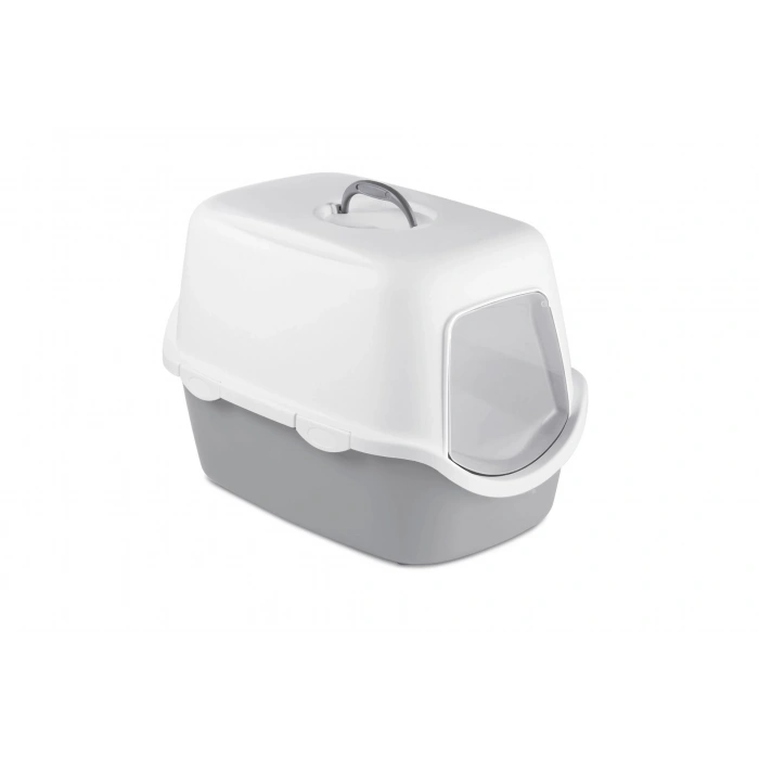 Stefanplast Cathy Kapalı Kedi Tuvaleti Beyaz/Gri 56x40x40 Cm