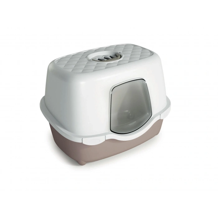Stefanplast Tres Chic Karbon Filtreli Kapalı Kedi Tuvaleti Beyaz/Bej 56x39x39 Cm