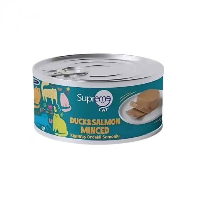 Supreme Cat Kıyılmış Ördekli ve Somonlu Yetişkin Konserve Kedi Maması 85 Gr