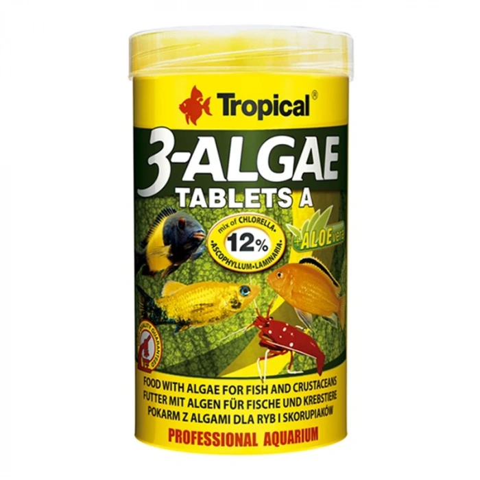 Tropical 3-Algae Tablet A Tatlı ve Tuzlu Su Balıkları için Yosunlu Yem 36 Gr 80 Adet