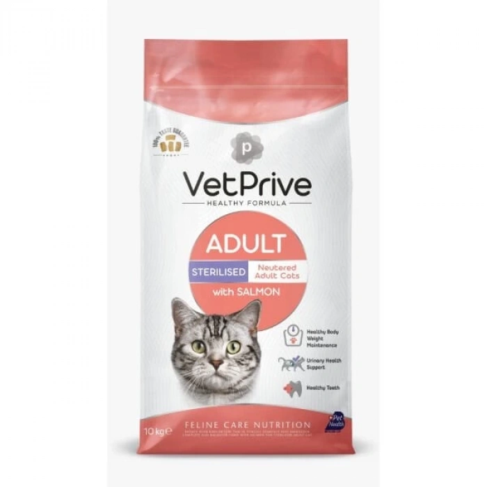 Vet Prive Sterilised Somonlu Yetişkin Kısırlaştırılmış Kedi Maması 10 Kg