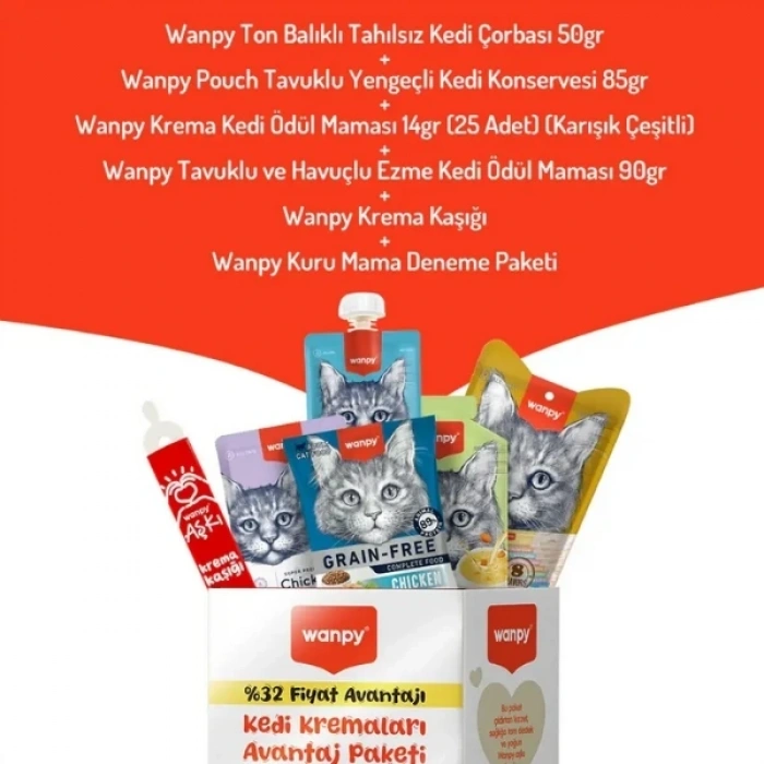 Wanpy Karışık Lezzetler Avantaj Paketi Sıvı Kedi Ödül Maması Karışık 5 Adet