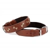Doggie Comfort Deri Kemik Süslü Köpek Boyun Tasması Large Kahverengi 4x57-65 Cm
