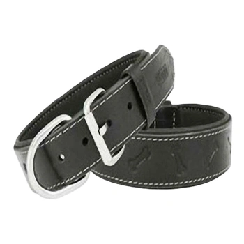 Doggie Yumuşak Dokulu Kemik Desenli Köpek Boyun Tasması Siyah L