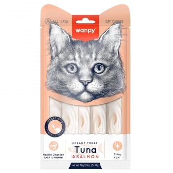 Wanpy Ton Balığı ve Somonlu Sıvı Kedi Ödül Maması 5x14 Gr