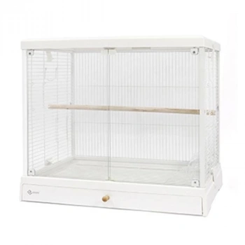 Dayang Üstten Açılır Cam Muhabbet Kuşu Kafesi Beyaz 62x42x55 Cm