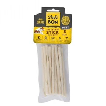 Delibon İnce Deri Burgu Çubuk Köpek Ödülü Beyaz 20 Adet