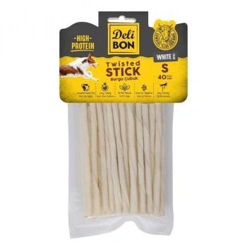 Delibon İnce Deri Burgu Çubuk Köpek Ödülü Beyaz 40 Adet