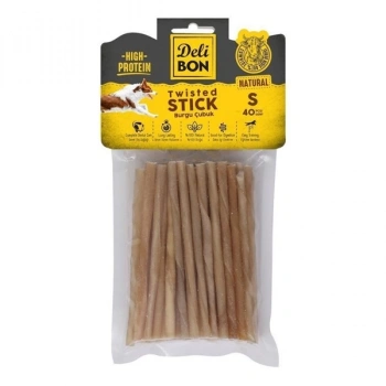 Delibon İnce Deri Burgu Çubuk Köpek Ödülü Naturel 40 Adet