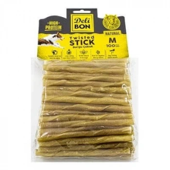 Delibon Orta Boy Deri Burgu Çubuk Köpek Ödülü Naturel 100 Adet