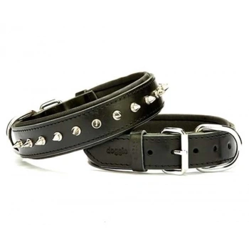Doggie Comfort Deri Çivili Köpek Boyun Tasması Large Siyah 3.5x52-60 Cm