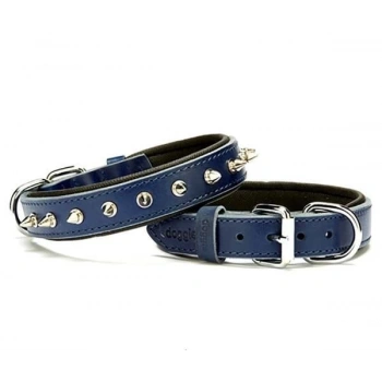 Doggie Comfort Deri Çivili Köpek Boyun Tasması Medium Mavi 2.5x37-45 Cm