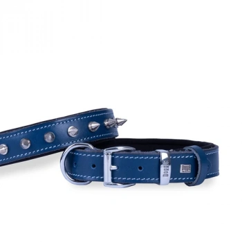 Doggie Comfort Deri Çivili Köpek Boyun Tasması Medium Mavi 3x42-50 Cm