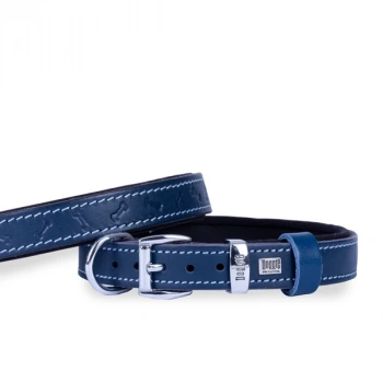 Doggie Comfort Deri Kemik Desenli Köpek Boyun Tasması Medium Mavi 2x35-40 Cm
