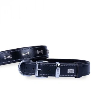 Doggie Comfort Deri Kemik Süslü Köpek Boyun Tasması Medium Siyah 2.5x37-45 Cm