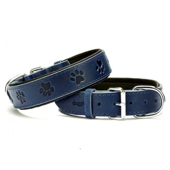 Doggie Comfort Deri Pati Desenli Köpek Boyun Tasması Medium Mavi 3.5x47-55 Cm