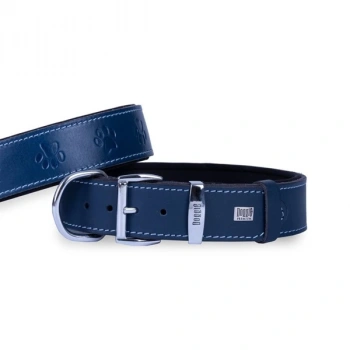 Doggie Comfort Deri Pati Desenli Köpek Boyun Tasması Small Mavi 4x47-55 Cm