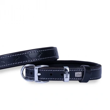 Doggie Comfort Deri Pati Desenli Köpek Boyun Tasması Small Siyah 2x30-35 Cm