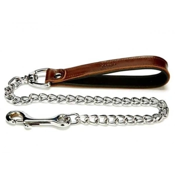 Doggie Comfort Deri Zincirli Köpek Gezdirme Tasması Medium Kahverengi 4.5x80 Cm