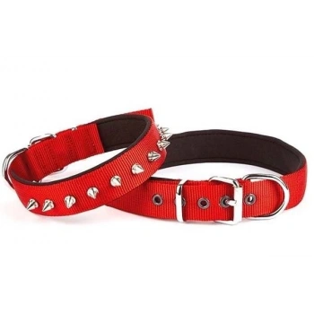 Doggie Comfort Dokuma Çivili Köpek Boyun Tasması Large Kırmızı 2.5x42-50 Cm