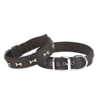 Doggie Comfort Dokuma Kemikli Köpek Boyun Tasması Large Siyah 3x47-55 Cm